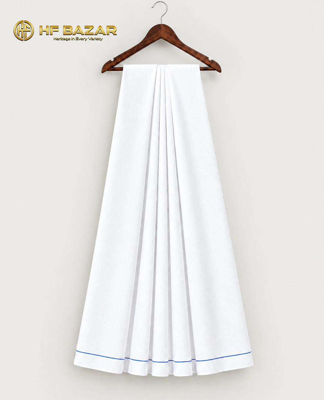 HF Premium Handloom Lungi | Pure White | 100% Pure Cotton | 80 Count | Pabna Heritage